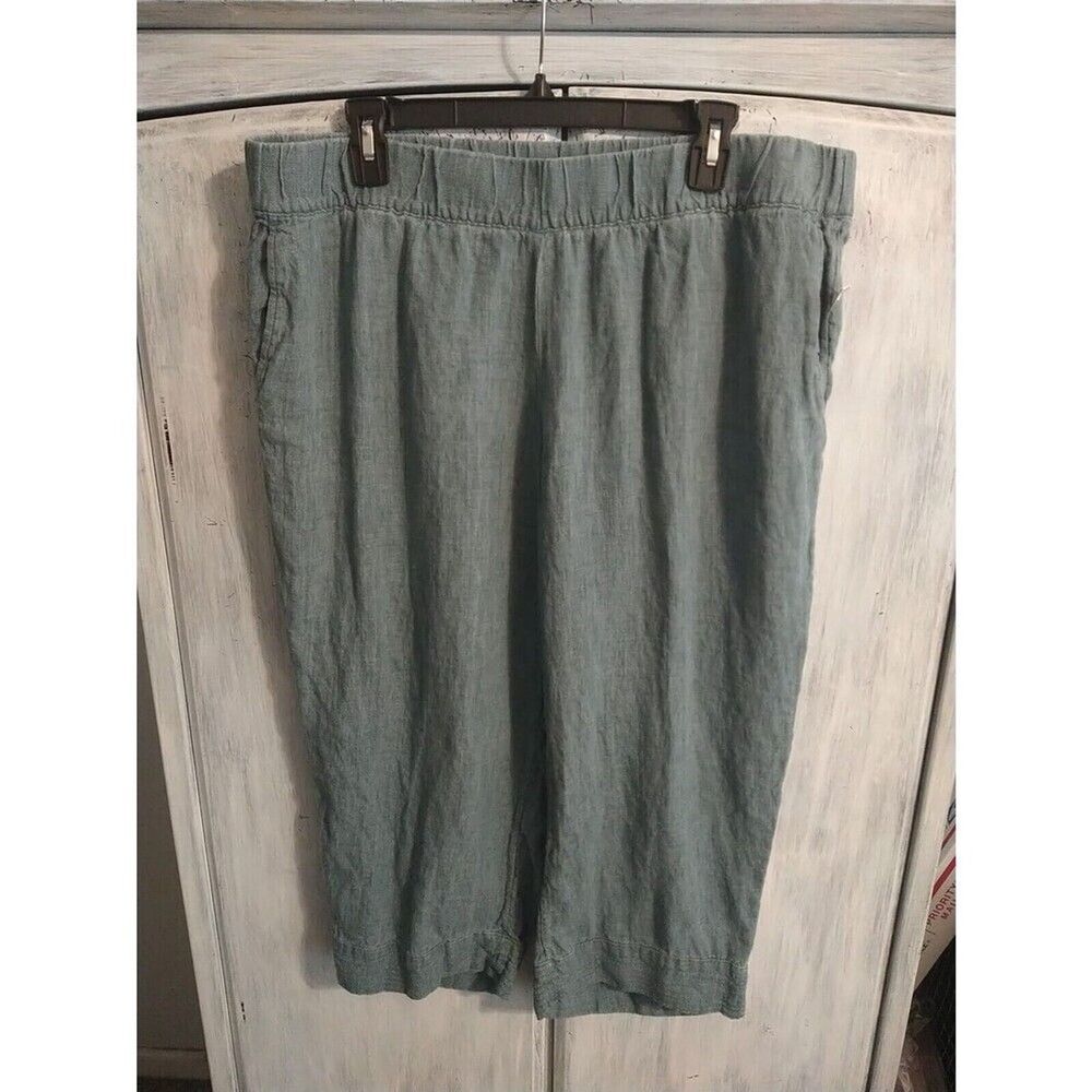 J.Jill 100% Linen Blue Extra Large Petite Capri Pants